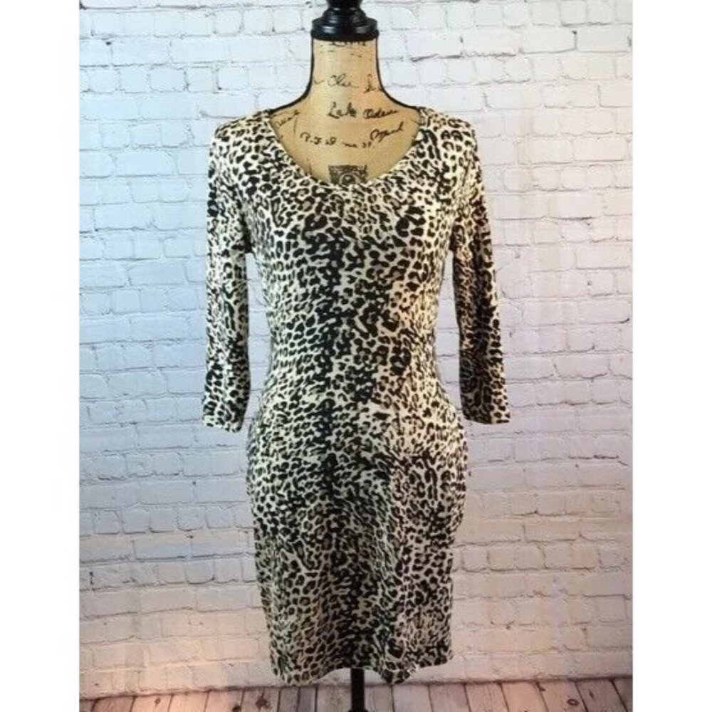 Deb Dress Animal Print Body Con Long Sleeve T-Shirt Style Medium